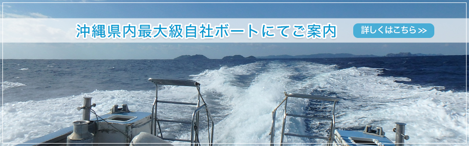 沖縄県内最大級自社ボートにてご案内